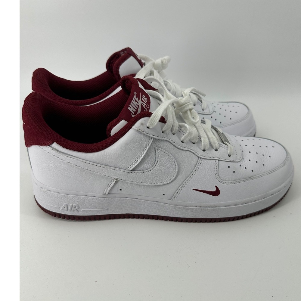 Nike Air Force 1 Low White Team Red Burgundy Mens Sneakers HM9483-100